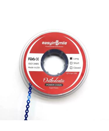 Dental Orthodontic Elastic Rubber Power Chain Braces Bands Short/Long/Close for Teeth Braces (short  Dark Blue) short Dark Blue