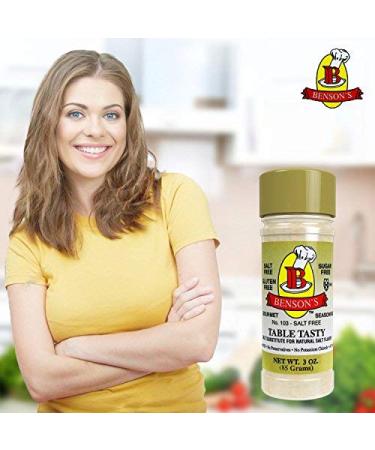 Bensons Table Tasty Salt Substitute - No Potassium Chloride, No Sodium Alternative - 6-Pack Plastic Bottles (3 oz each) - Buy Online on GoSupps.com