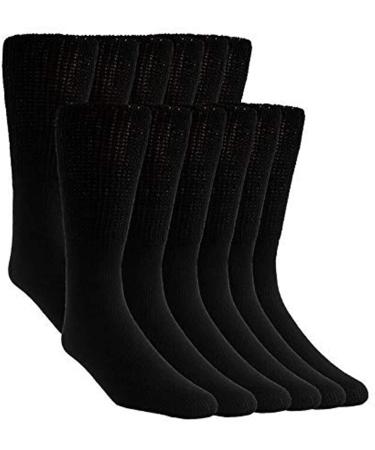 Comfort Finds Diabetic SwellSox - Breathable Cotton Socks - Loose Fitting Comfortable Sock Non Binding Top Design Improve Foot Circulation (Black 12 Pair)