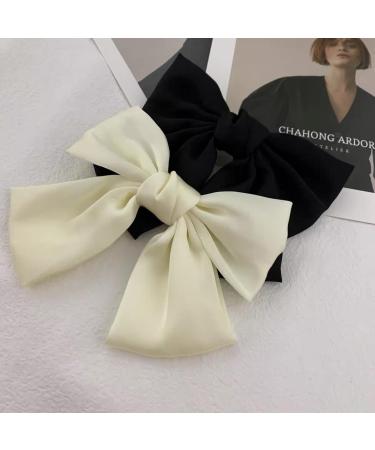 3 Women Bow Hair Clips French Fabric Hair Clips for Women Hair Clips with Bow Elegant Satin Hair Accessories for Girls (Black+Red+White) - Buy Online on GoSupps.com