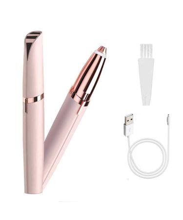 VASLON Eyebrow Hair Remover Painless Portable Precision Electric Eyebrow Hair Trimmer Portable USB Rechargeable Eyebrow Hair Razor with Light Rose Gold