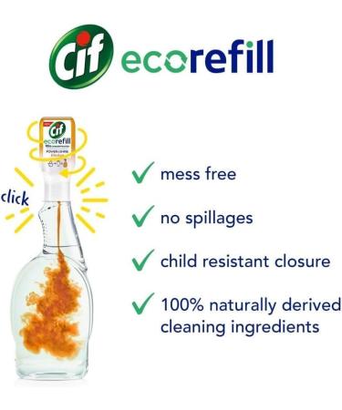 Cif Power & Shine Eco Kitchen Refill 70ml Refills for Kitchens Cleaner Spray Removes tough grease with no harsh smells pack of 4 + Gift for You: Organza Small Bag - Buy Online on GoSupps.com