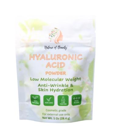 Hyaluronic Acid Powder Low Molecular Weight (LMW) Anti-Wrinkle Hyaluronic Powder For Face Serum Or Lotion 100% Natural USA Made 1 Oz (28.4g) 1 Ounce (Pack of 1)