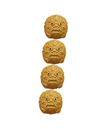 Healeeved 4 piece -S or Feng Shui letter complaint Kylin statue made of wood Baoding balls protective trailer from brass pi yao tea pet tool training ball old box tree handheld