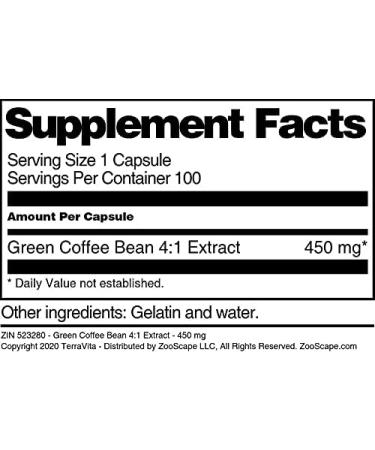 Green Coffee Bean 4:1 Extract - 450 mg (100 Capsules ZIN: 523280) - 3 Pack - Buy Online on GoSupps.com