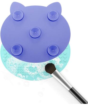  2-Pack Makeup Brush Cleaning Mat Cute Cat Ear Animal Design Silicone Portable Brush Cleaner Pad Washing Tools with Suction Cups US Patent Registered (Purple+Green) - Buy Online on GoSupps.com