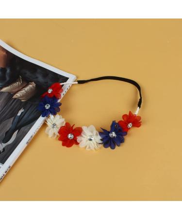Patriotic Flower Crown Headband for Independence Day - Blue Red White Floral Hair Band - Buy Online on GoSupps.com