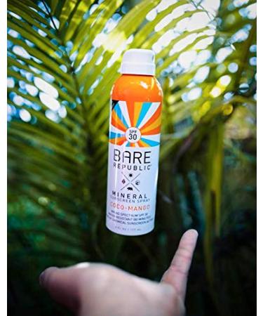 Bare Republic Mineral SPF 30 Sport Sunscreen Spray 2 Pack - Coconut-Mango, Water-Resistant SPF 30 (6oz) - Buy Online on GoSupps.com