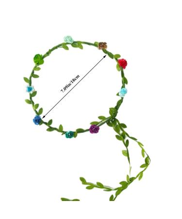 Kaptin 10 Pack Multicolor Flower Crown Headband for Women and Girls - Festival, Wedding, Party Floral Garland Headbands - 10 Count - Buy Online on GoSupps.com