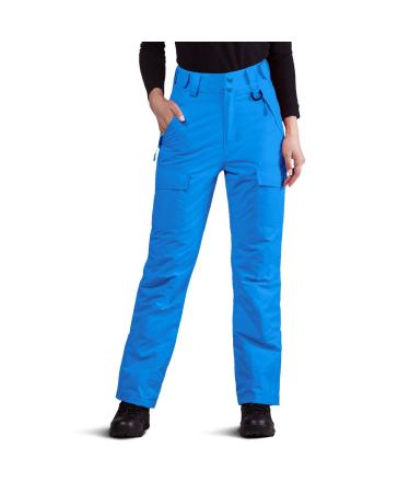 FREE SOLDIER Women's Outdoor Waterproof Windproof Breathable Snow Ski Pants Winter Insulated Snowboarding Skiing Pants Marina Blue Small(4-6)/32L-slim fit