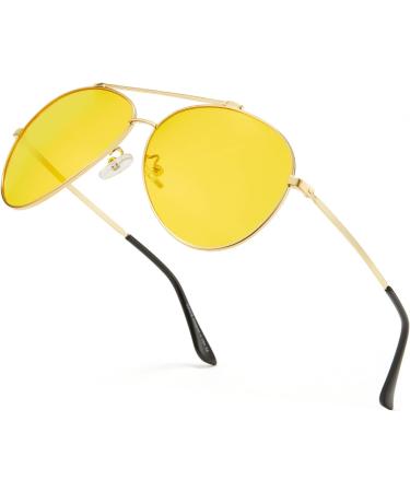 Cyxus Aviator Blue Light Blocking Glasses - Anti Eyestrain Computer Glasses with Metal Frame - Gold Frame & Yellow Lens (8805 - Buy Online on GoSupps.com