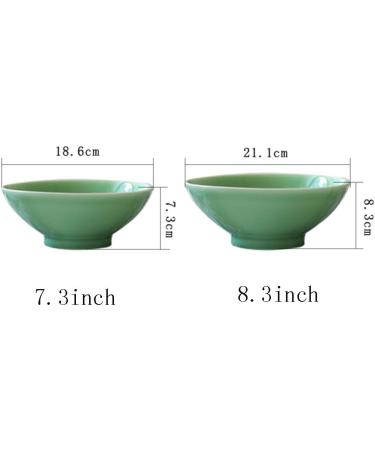 Horn Green Celadon Large Household Japanese Style Ceramic Soup Beef Ramen Rice Salad Gift Kitchenware 21.1*8.3cm Green - Buy Online on GoSupps.com