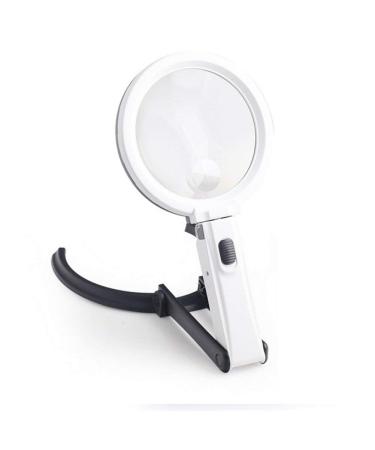 Folding Glass 2X 5X HD Lens Desktop Handheld Illumination Magnifier with 10 Led Lamp Rechargeable for Old Man Reading Repair Identification Tool Good Times