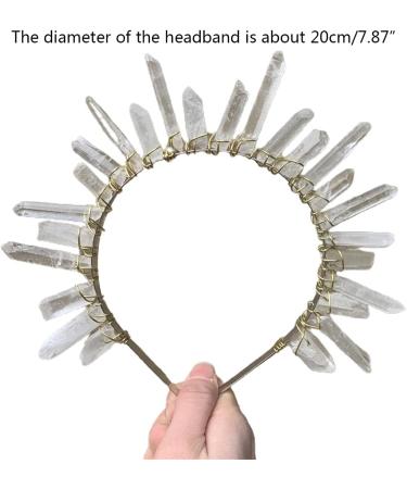 amangul Quartz Headband Natural for Crystal for Head Natural for Matter Rainbow Stone Crown -style for Rhinesto(Silver Line White) - Buy Online on GoSupps.com