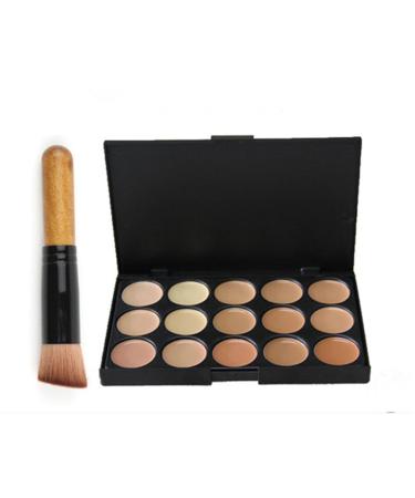 15 Colors Cream Contour Face Concealer Palette  FantasyDay Long Lasting Full Hydrating Coverage Conceals Corrects Foundation Camouflage Makeup Set for Correcting Dark Circles Acne Blemish + 1 Brush 1