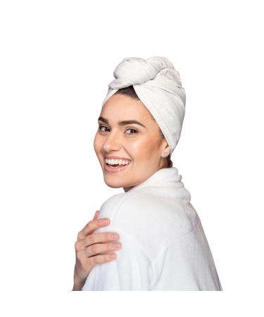 KISMETICS - Tee Shirt Drying Wrap  Frizz Free  Soft & Lightweight  Hair Drying Turban  Gentle Drying Towel Wrap with Button  for Long Hair (Salt & Pepper)