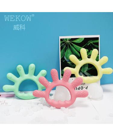 WEKOW Six Finger Silicone Teether - Pink Teeth Grinding Bite Bar for Infants | Shop Internationally - Buy Online on GoSupps.com