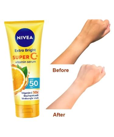 Nivea Extra Bright Super C+ Vitamin Body Serum Sunscreen SPF50+ PA+++ - 320ml (Pack of 1) | Best International Shipping - Buy Online on GoSupps.com