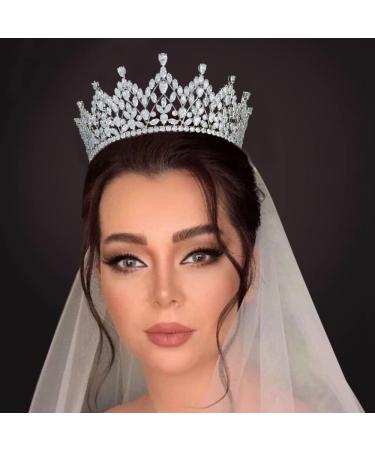 Aoligrace CZ Princess Pageant Crowns | Cubic Zirconia Wedding Tiara for Bride | Birthday Quinceanera Hair Accessory - Buy Online on GoSupps.com