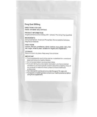 Dong Quai (Angelica Sinensis) 2000mg Extract Tablets Female Ginseng (V) Menopause Support (Pack of 90) - Buy Online on GoSupps.com