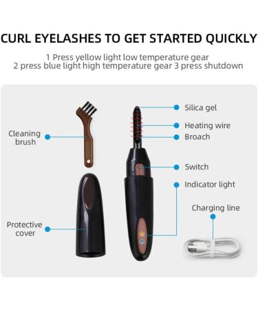 Heated Eyelash Curler USB Rechargeable Eyelash Curler with Comb 2 Speed Intelligent Temperature Control 24 Hours Lasting Curling Suitable for Makeup - Black (White) - Buy Online on GoSupps.com