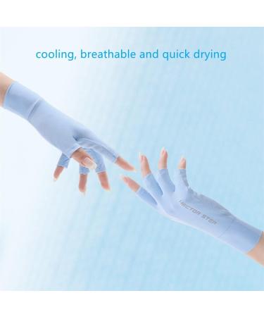 Ligart UPF 50+ Fingerless Sun Gloves for Women - UV Protection Hand Cover for Fishing, Driving, Cycling, Hiking - Blue, Medium - Buy Online on GoSupps.com