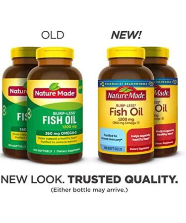 Fish Oil Burp-Less 1200mg with 360mg Omega 3 - 150ct | High Potency Omega-3 Supplement - Buy Online on GoSupps.com