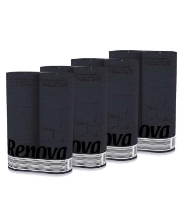 Black toilet paper - 3 -layer - Renova Black Label - toilet paper black - luxurious soft and original 3 -layer toilet paper in black (4 -pack (24 rolls)) White