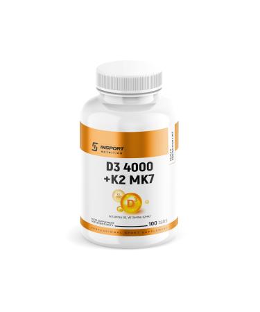 INSPORT Nutrition - Vitamin D3 4000IU + K2 MK-7 50mcg - Half a tablet per day - Health Protection Line - 100 Tablets (200 servings)