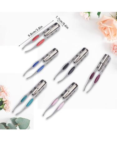 6 Pieces Tweezers with LED Light Stainless Steel Tweezers Makeup Eyelash Eyebrow Hair Removal Precision Tweezers with Light for Women and Men(Red Blue Brown Pink Black Green) Blue green - Buy Online on GoSupps.com