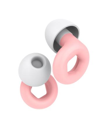 Reusable earplugs for noise reduction soft earplugs for sleeping sound protection suitable for travel work sleep train plane office (pink white)