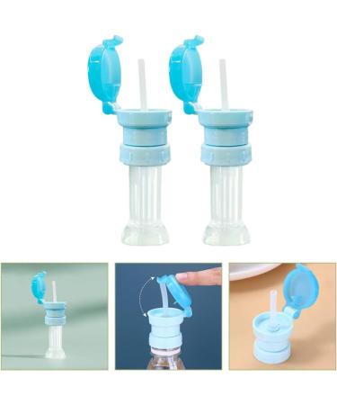 Kisangel 2pcs Spill-Proof Water Bottle Caps with Straw for Kids - Sky Blue | Portable Twist Cover Sippy Cap for Juice and Soda - Buy Online on GoSupps.com