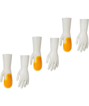 KKRAUS Silicone Cleaning Gloves Reusable Rubber Gloves Kitchen 3 Pairs Dishwashing Gloves with Brush Washing Household Gloves A Orange