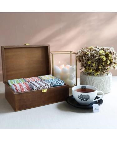 Octavius Hand Carved Wooden Tea Sampler Pack - 90 Enveloped Double Chamber Tea Bags - Assorted Black & Green Teas - Tea Sampler Variety Pack - Perfect for Tea Lovers - Pack of 1 - Buy Online on GoSupps.com