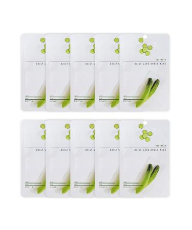 10 pieces Eunyul Daily Care face mask pack cucumber 22 ml x 10 pieces vegan Korean skin care Hypoallergenes Tencel leaf & natural ingredients cucumber mask