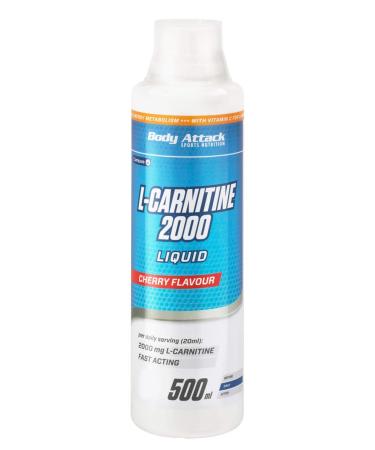 Body Attack-L-Carnitin Liquid 2000- Cherry 500ml- Fruity delicious L-carnitine Liquid 2000mg patented carnipure extra portion of vitamin C high-dose 50 servings - Buy Online on GoSupps.com
