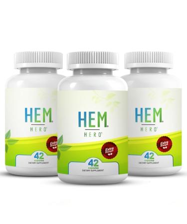 Hem Healer Hem Hero Extra Strength Hemorrhoid Treatment - Reduce Swelling Soothe Itching & Irritation - 100% Natural - 42 Vegetarian Capsules