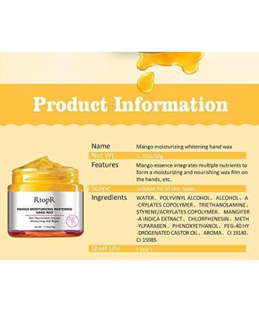 RtopR Mango Hand Mask Hand Wax Whitening Moisturizing Repair Exfoliating Calluses Hand Cream Anti-aging - Buy Online on GoSupps.com
