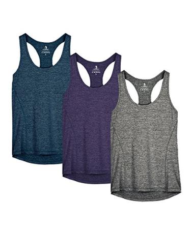 icyzone Workout Tank Tops for Women - Racerback Athletic Yoga Tops Running Exercise Gym Shirts(Pack of 3) Royal Blue/Purple/Charcoal Medium