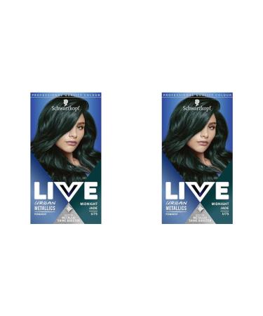 Schwarzkopf LIVE Urban Metallics Vibrant Long Lasting Permanent Green Hair Dye Infused With Coconut Oil Shiny Hair Midnight Jade U75 (Pack of 2) Midnight Jade 142 gram (Pack of 2)