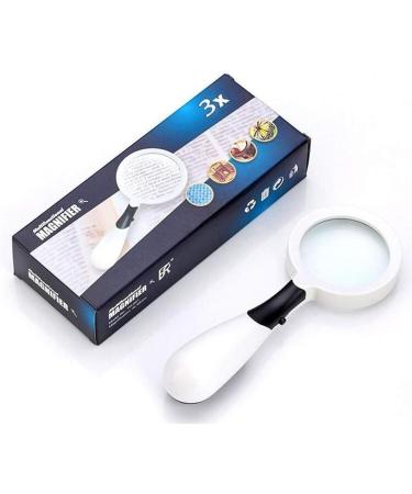 Magnifier 3 Times Handheld with Led Light Reading Black and White Handle Glass Material Magnifying Glass Lofty Ambition - Buy Online on GoSupps.com