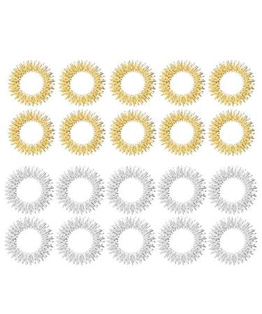 jingfei 20 Pieces Spiky Sensory Finger Rings Finger Ring/Acupressure Ring Set Silent Stress Reducer and Massage Device