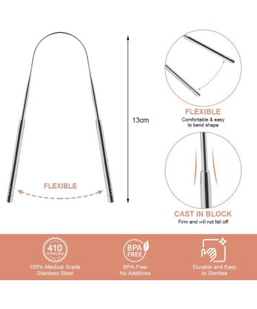 Acwoo Stainless Steel Tongue Cleaner Set - 2 Pieces for Effective Oral Care | Bad Breath Solution | Durable Tongue Scrapers for Adults - Buy Online on GoSupps.com