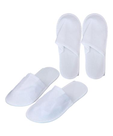 DBOO 2 pair of disposable house shoes-closed toe area Spa slippers women hotel slippers for party guests travel at home hotel (white) white unit size