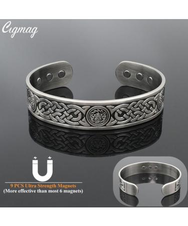 Cigmag 9X Lymphatic Drainage Men's Copper Bracelet - Ultra Strength Magnet - Adjustable, Celtic Knot 2 Grey - Gift Box Included - Buy Online on GoSupps.com