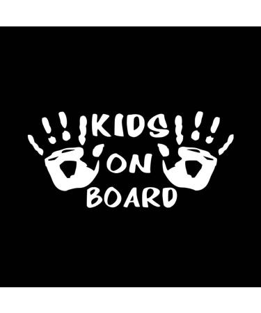 PET Kids on Board Handprint Lovely Car Vehicle Reflective Sticker Decal Decoration White/Opulent Garden