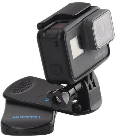 Telesin Backpack Shoulder Clip Holder for GoPro Hero 11/10/8/7/6 Insta360 X3 & DJI OSMO Action 3 - 360 Rotatable Quick-Lock Clamp - Premium Action Camera Accessories - Black - Buy Online on GoSupps.com