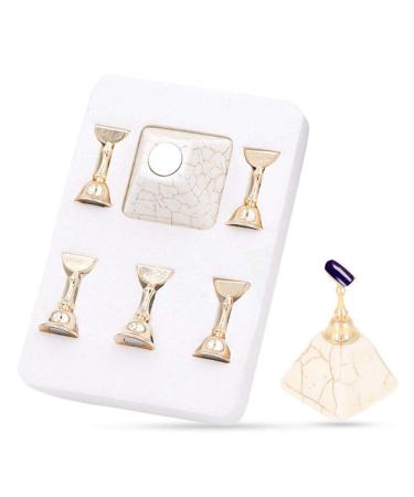 Nail Holder Set Magnetic Nail Tip Practice Stand Base Alloy Holder Nail Art Display Manicure Tool Set with Alloy Holders Manicure Nails Salon Tool(Beige)
