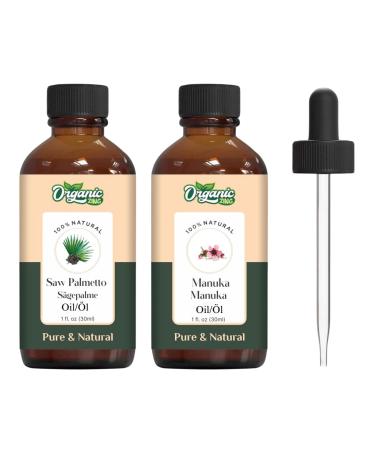ORGANIC ZING Organic Zing Oil Combo: Saw Palmetto (Serenoa repens) - 30 ml and Manuka Oil (Leptospermum scoparium) - 30 ml/1.01 fl oz