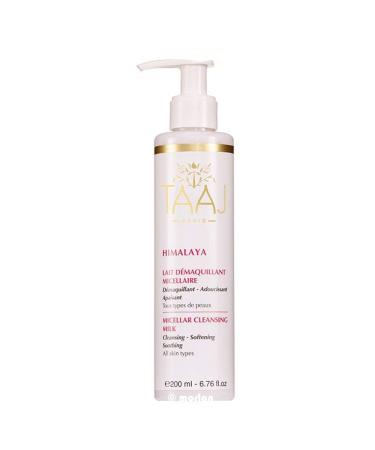 Taaj |Hymalaya micelle cleaning milk |Clean and remove make-up |Eliminates impurities |Perfect soft and smooth skinThe complexion is fresh and bright |Vegan |Crueltyfree | 200ml